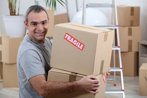 Packed moving boxes ready for transport and storage