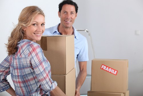 Organized boxes and furniture in a Lowerclapton storage unit